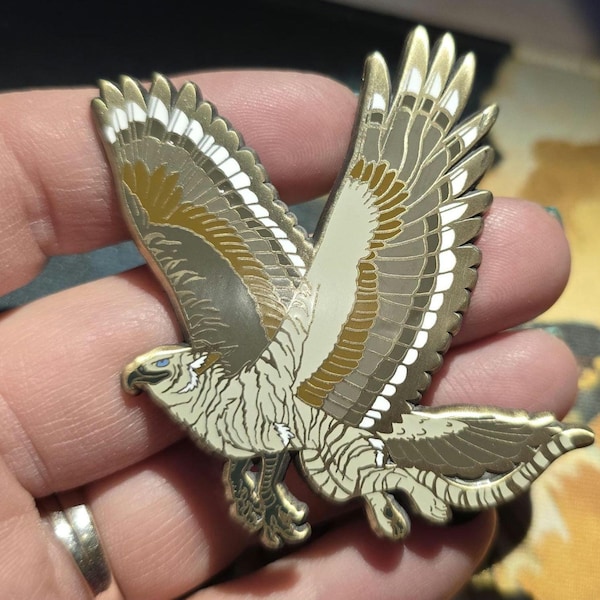 Fantasy Gryphon Tiger Harrier Hawk Bird Flying Portrait Enamel Pin