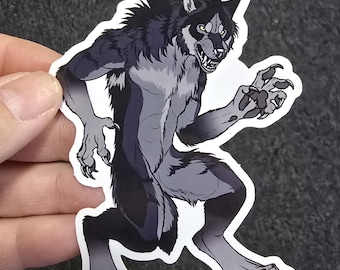 Werewolf Stalking Lycan Anthro Snarly Monster Weatherproof Sticker