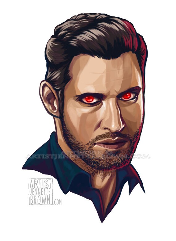 Lucifer Morningstar Tom Ellis Devil Celebrity Retrato Fan Art Etsy