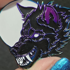Rainbow Plated Werewolf Full Moon Lycan Fantasy Hard Enamel Pin