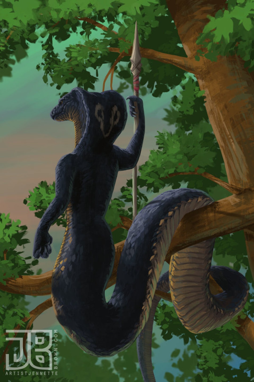 Naga Sentry Cobra Anthro Fantasy Illustration Prints and Posters