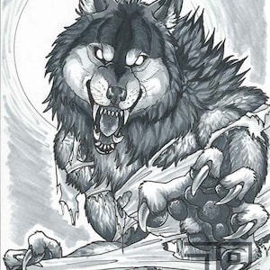 Werewolf Transformation Marker Drawing Horror Prints and Posters