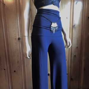High Waisted Flow Pants - Fold over waistband, Wide Leg,  Festival Dancepants, Boho Hippie 70s, Other Colors