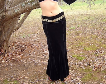 Jaia Maxi Mermaid, Gonna a tubino in velluto, Elasticizzata, Rosso o Marrone Cioccolato, Formale, Elegante, Gotica, Reale, Regina Gotica, Steampunk, Abito da sera