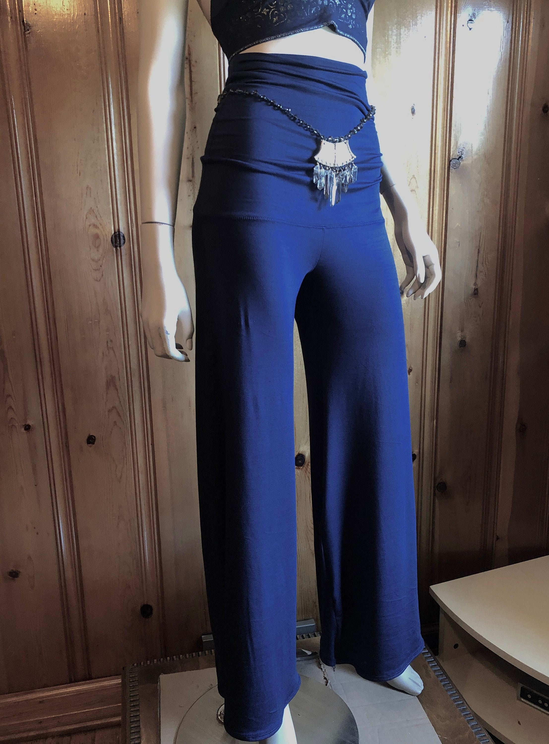 Stretchy Palazzo Pants With Foldover Waistband