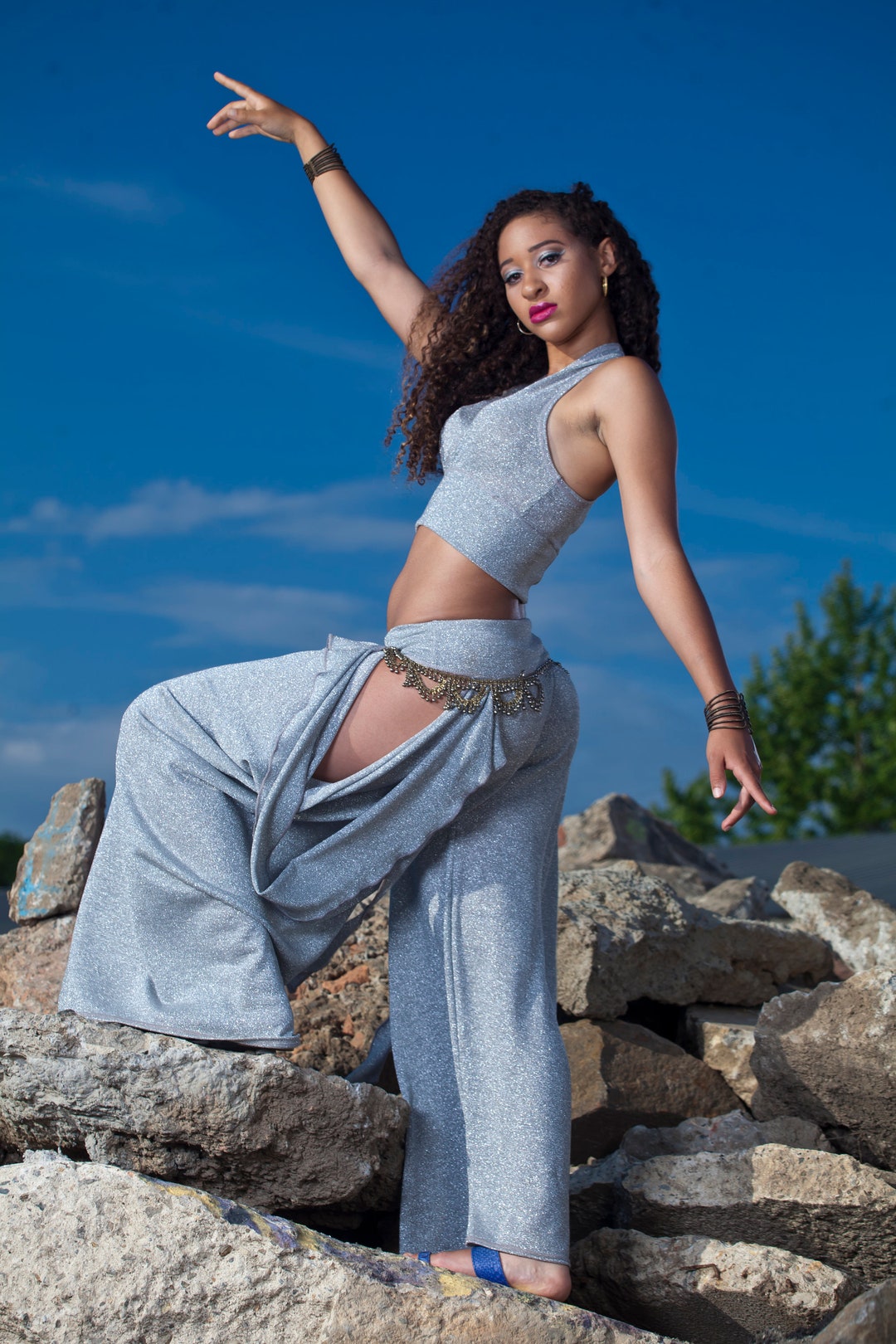 XL新作Zumbaズンバ Hip Hop Honey llic Harem Pants-Silver Hip Hop Honey Metallic Harem Pants