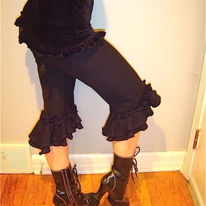Ruffle Capri Pants, Pantaloons, Salsa Pants, Bellydance, Pirate, Steampunk, Cabaret, Vaudeville, Victorian, Costume