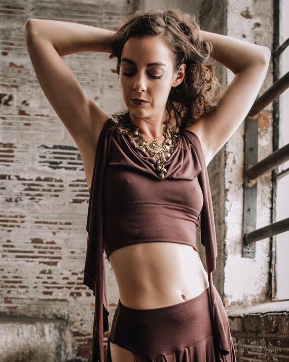 Kayleigh Tendril Top Cowl Neck Crop Top Summer Boho Elven Fairy Bellydance Tribal Priestess Playa Flower Child Costume Other Colors Etsy UK