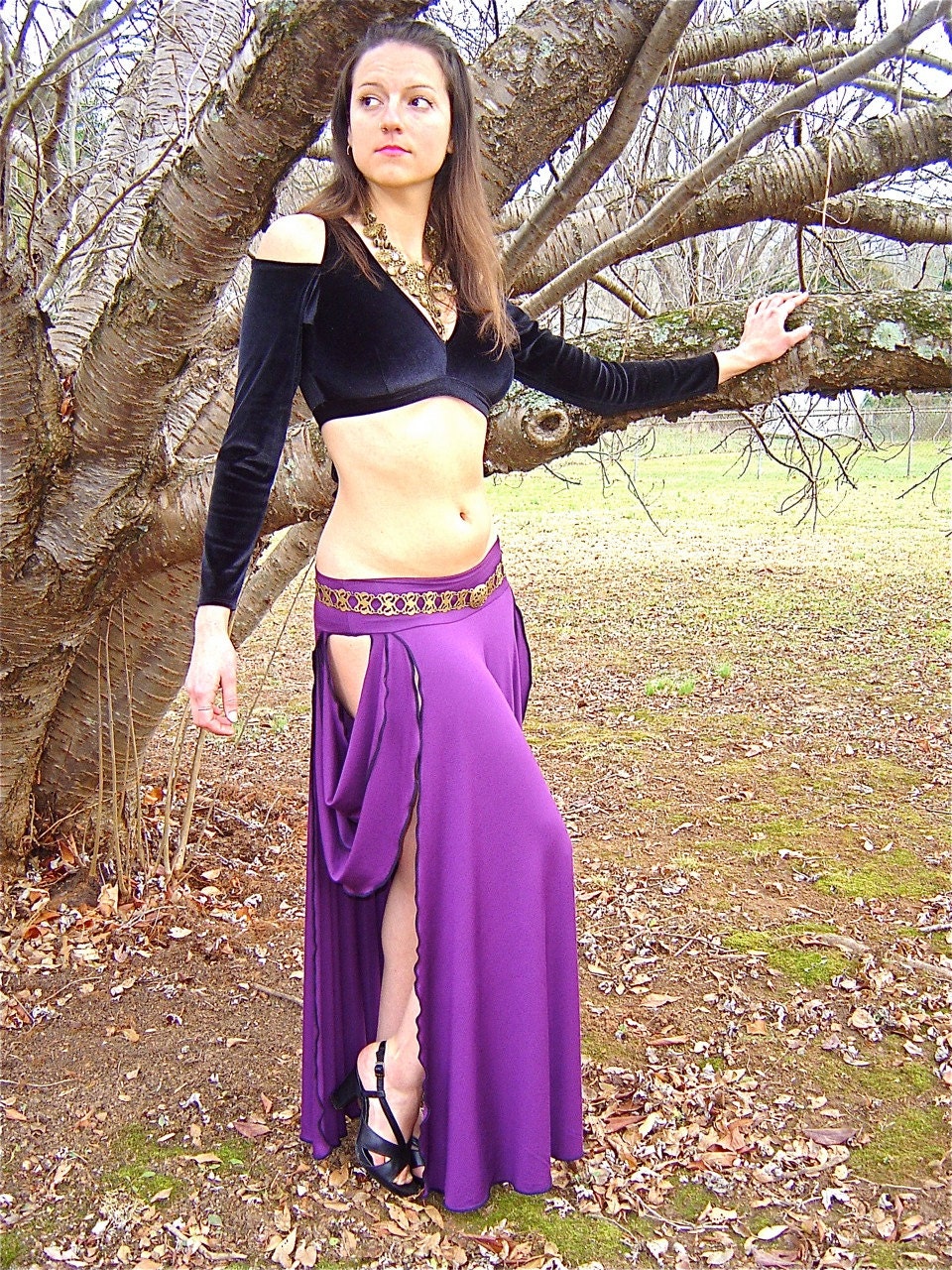 Juliet Maxi Tribal Skirt With Open Sides and Drapings, Bellydance