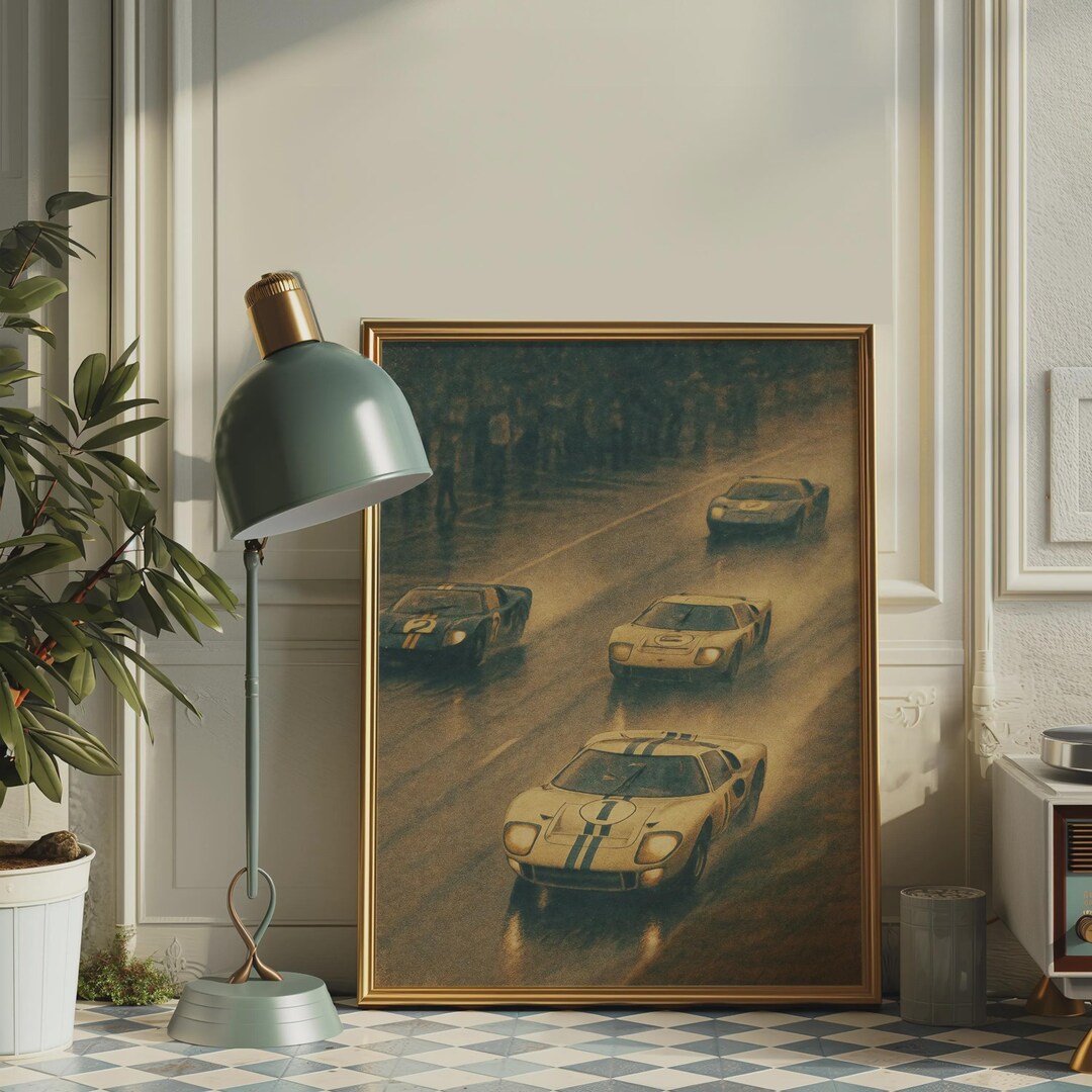 GT40 Poster | Retro Racing Wall Art | Le Mans 1966 Motorsport Print ...