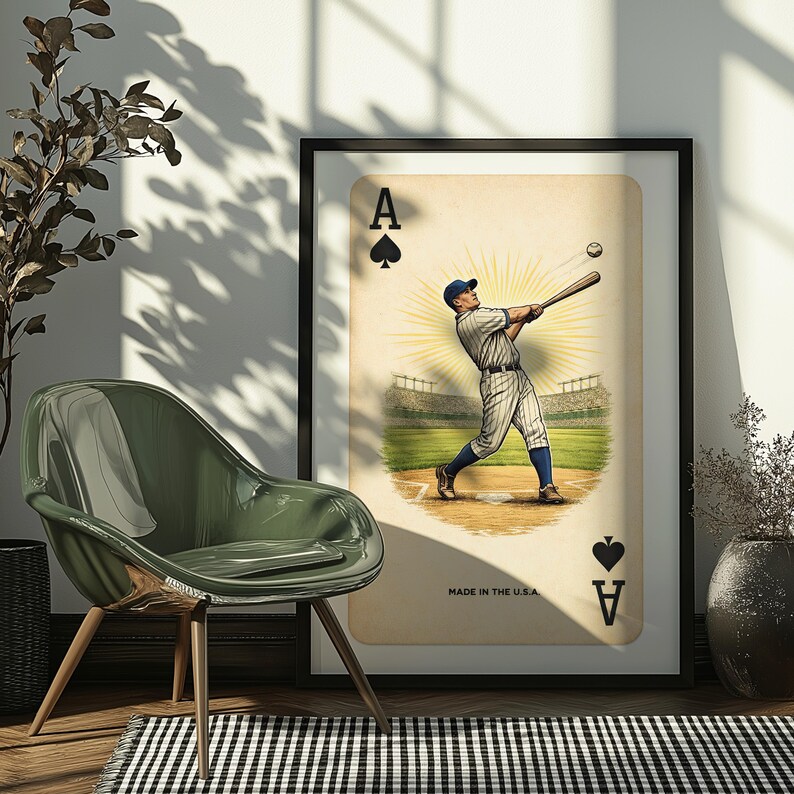 Ace of Spades Baseball Poster Print | Vintage Playing Card Wall Art - Etsy