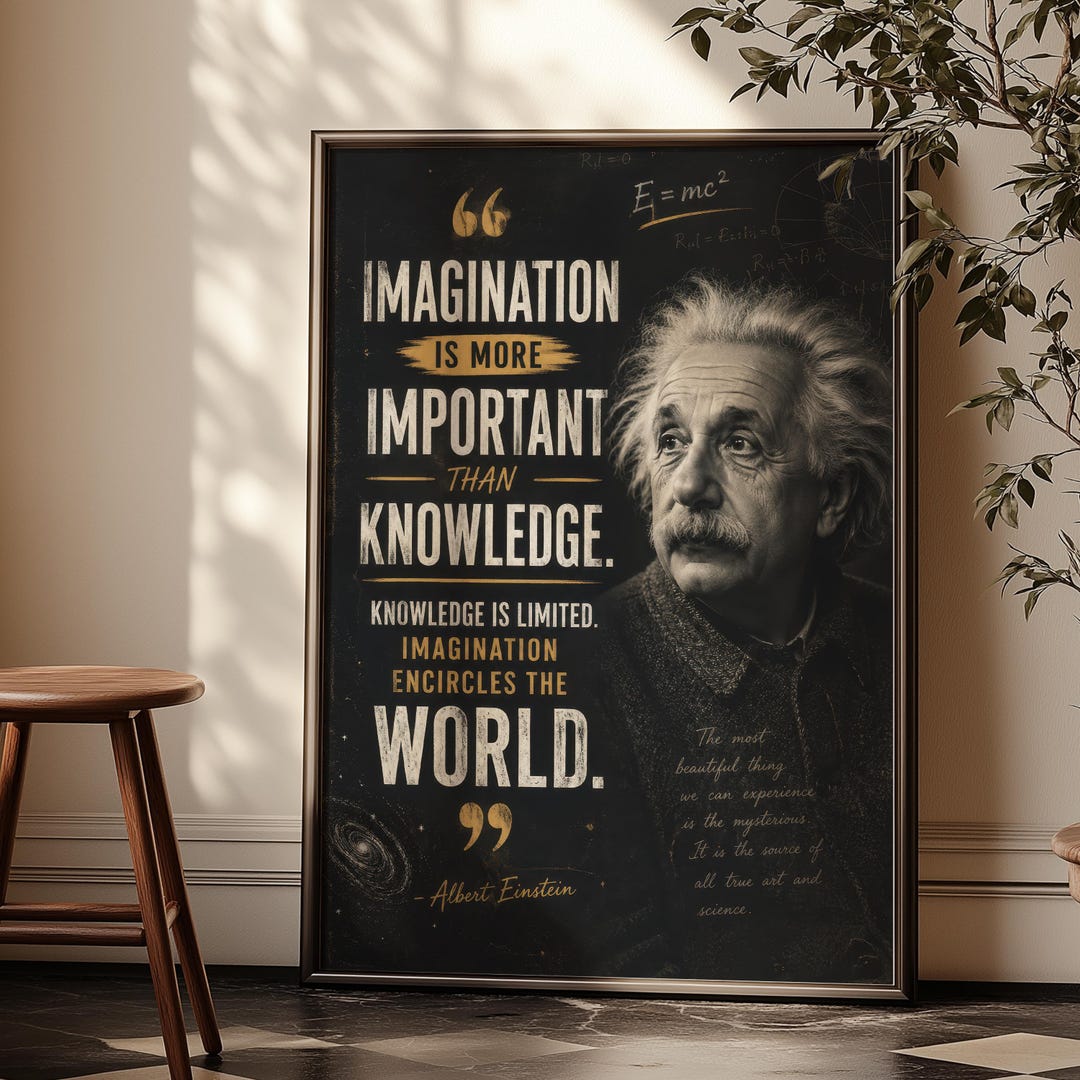 Einstein Quote Poster, Imagination is More Important Than Knowledge ...