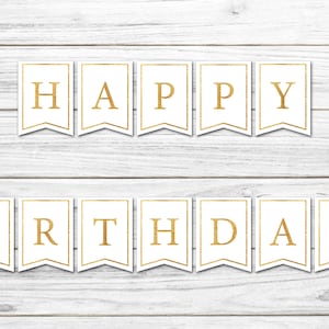 Gold Glitter Printable Banner - DIY Pennant Decoration for Birthday, Baby Shower, Bridal Shower
