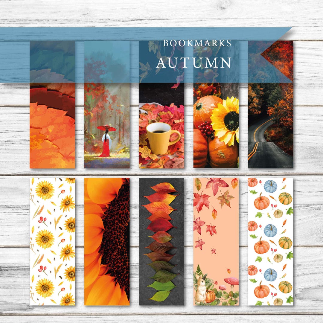 Autumn Bookmarks Printable – Fall Leaf & Pumpkin Designs, Cozy Reading ...