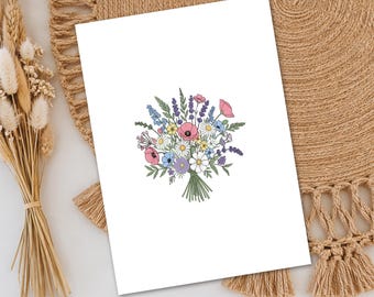 Florale Grußkarte, minimalistisches botanisches Design