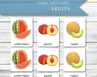 Cartes-éclair sur les fruits – Cartes de nomenclature Montessori, apprentissage préscolaire (PDF)