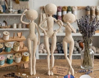 Samouczek PDF: Podstawa lalki amigurumi | Podstawowe ciało lalki szydełkowej | Wzór na podstawę lalki szydełkowej | Samouczek robienia lalki DIY