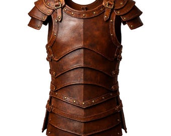 Handcrafted Brown Leather Cuirass – Medieval Warrior Armor with Brass Rivets