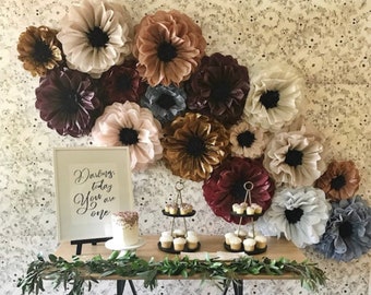 Fondo floral de papel de seda, colores otoñales, juego de 10