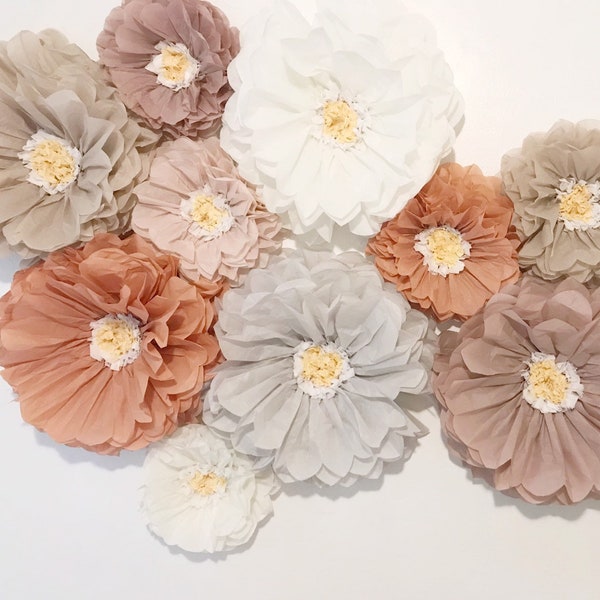 Boho Tissue Paper Flower Wall Decor: Afton Collection, Set of 10