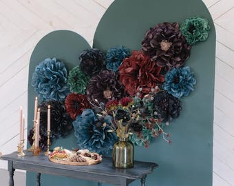 Dark Floral Tissue Paper Flower Set, Moody Fall Colors