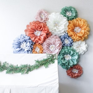 Betsy Collection set of 10 paper flowers 1st birthday party, flower wall, paper flower wall, gender neutral baby shower, 1st day of school image 1