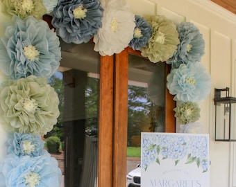 Hydrangea Theme Tissue Paper Flower Wall Decor, 10 Piece Set