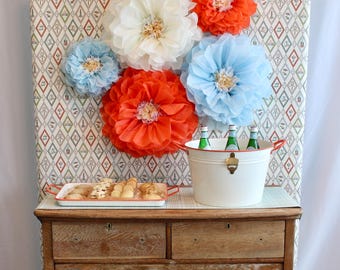 Tissue Paper Flower Wall Decor, Lulu Collection, Set of 5