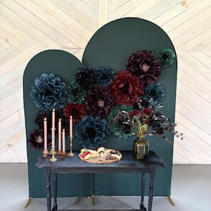 Moody Fall Flowers (set of 10 flowers), paper flower, dark florals, tissue paper flowers, giant flowers, woodland forest theme, black flower