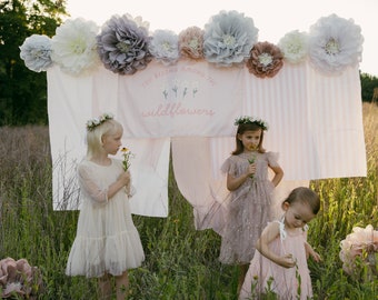 Giant Tissue Paper Flower Backdrop, Muted Pink Purple Decor
