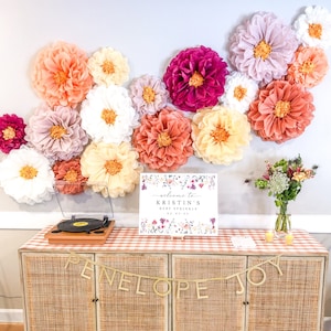 Collezione Penelope (set di 10 fiori di carta) festa del 1° compleanno, parete di fiori, decorazioni per matrimoni uniche, parete di fiori di carta, matrimonio economico
