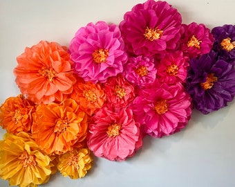 Chloe Collection (set of 10 paper flowers), faux flower wall, bright colored flowers backdrop, quinceañera decoration, Encanto party decor