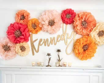 Kennedy Collection (set of 10 paper flowers) 1st birthday party, flower wall, unique wedding decorations, paper flower wall, cheap wedding