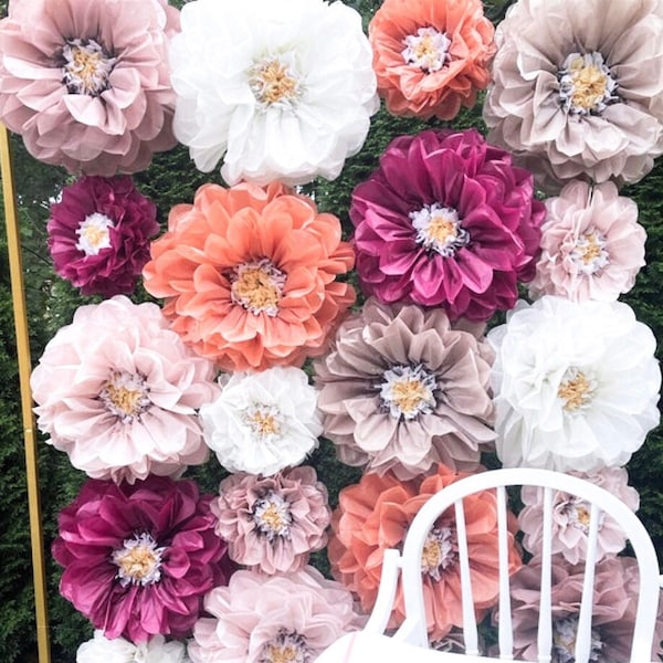 Aisley Collection (set of 10 paper flowers) 1st birthday party, flower wall, unique wedding decorations, paper flower wall, cheap wedding