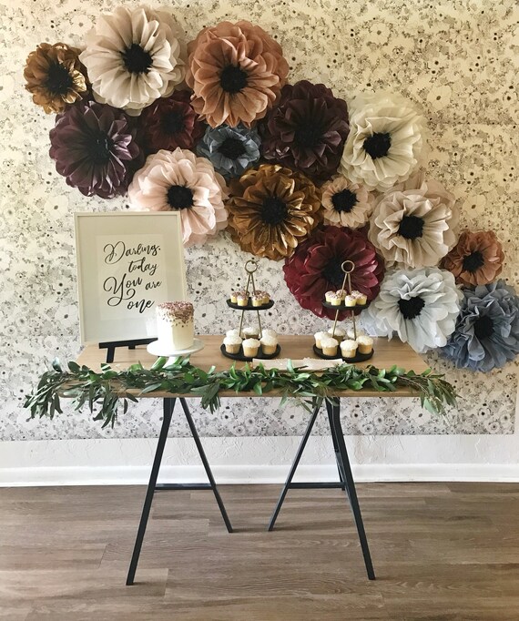 Tissue Paper Flowers Set Of 10 First Birthday Party Flower Etsy