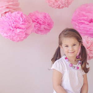 Tissue paper pom poms,  baby shower decorations, girl baby shower, paper decorations, paper pom pom, first birthday party decorations, poms
