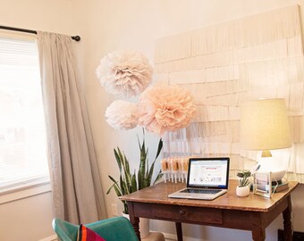 Tissue Paper Pom Poms, baby shower decoration ideas, first birthday for girl, vintage wedding shower decorations, giant paper flowers, poms