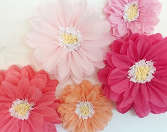 Lucy Collection (set of 5 paper flowers) 1st birthday party, flower wall, unique wedding decorations, paper flower wall, cheap wedding