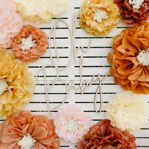 Lottie Collection (set of 10 paper flowers) 1st birthday party, boho baby shower, boho wedding decoration, paper flower wall, sunset colors