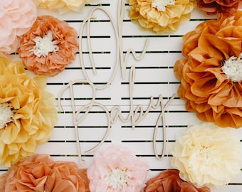 Sunset Paper Flower Wall Decor, Boho Party Flowers (Set of 10)