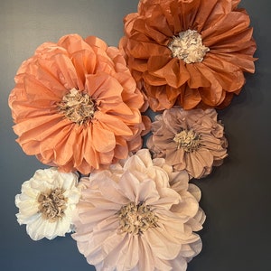 Lucielle Collection set of 5 paper flowers 1st birthday party, flower wall, large paper flowers, paper flower wall, paper flower wall image 2