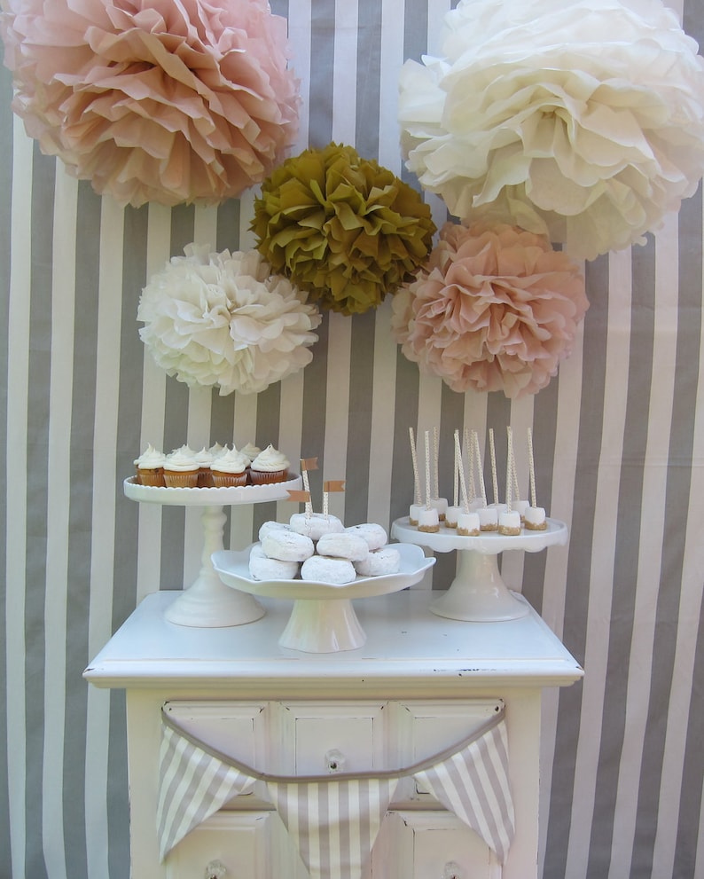 Tissue paper pompoms baby shower decorations farmhouse style | Etsy