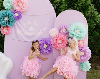 Large Paper Flower Backdrop, Mermaid Party Decorations (Set of 10)