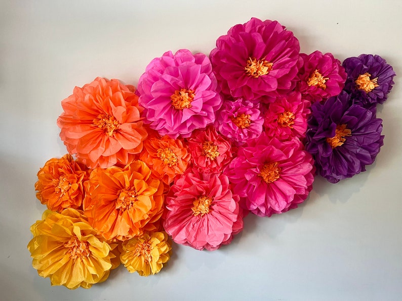 Chloe Collection set of 10 paper flowers 1st birthday party, flower wall, large flower wall, paper flower wall, quinceañera, Encanto party image 1