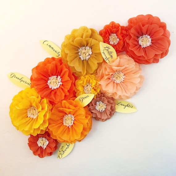 Fiori Di Carta Velina Set Di 10 Ringraziamento Fiore Parete Decorazioni Di Caduta Albero Di Gratitudine Sono Grato Per Albero Grato