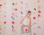 Pom Pom Vine-  pom pom garland // flower garland backdrop // photo booth backdrop // Rifle Paper Co. Inspired // whimsical party decoration