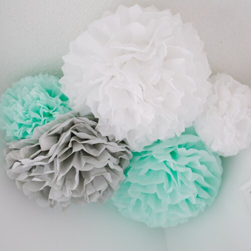 7 Tissue Paper Pom Poms Baby Shower Decorations Bridal Etsy