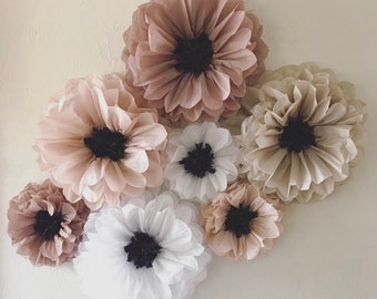 Tissue Paper Flowers (set of 7) wedding backdrop, first birthday party,  unique wedding decorations, paper flower wall, cheap wedding idea