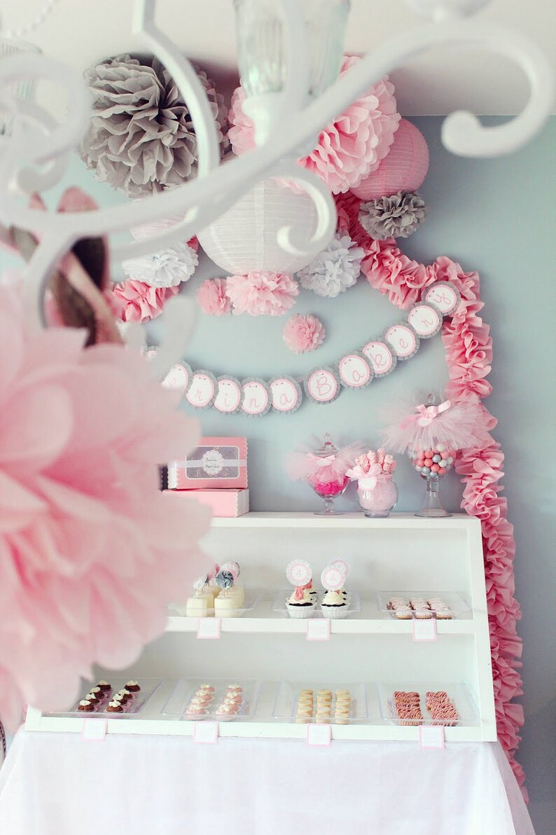 ballerina theme baby shower tissue paper pompoms ballerina birthday party girly baby shower decorations poms bridal shower decorations