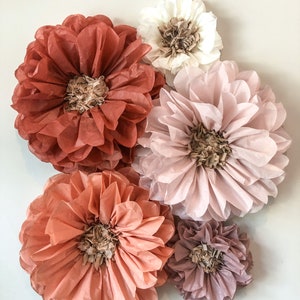 Collezione Lucielle (set di 5 fiori di carta) Festa del 1° compleanno, parete di fiori, grandi fiori di carta, parete di fiori di carta, parete di fiori di carta